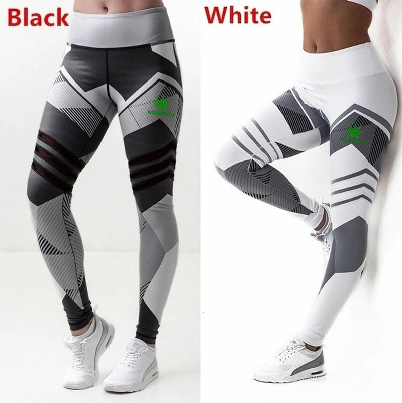 HDDHDHH Brand Print Women's Fitness Leggings High Waist Running Workout Sweatpants Geometric Elements Yoga Pants