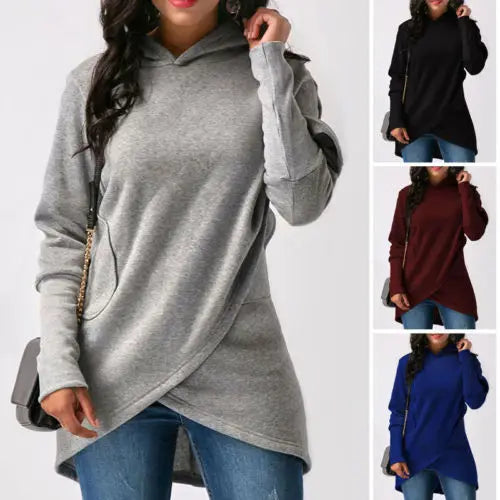 Women Hoodies Apring Autumn Ladies Casual Solid Color Sweatshirt Womens Hooded Long Sleeve Fashion Women's Sweatshirts Tops