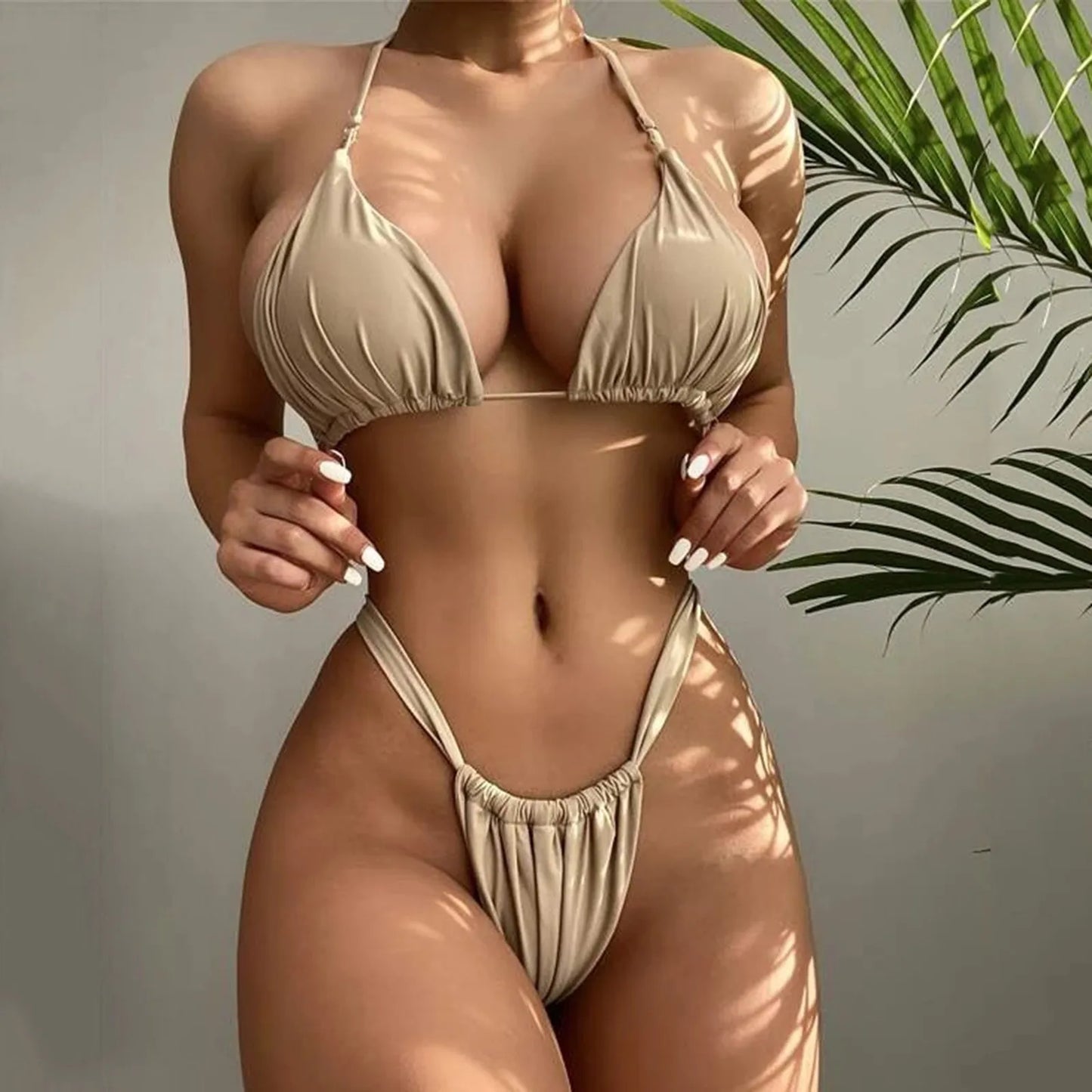 Sexy String Thong Triangle Swimsuit 2024 Halter Micro Bikinis Suit Women Solid Swimwear 2 Piece Bikini Set Bathing Suit Biquinis